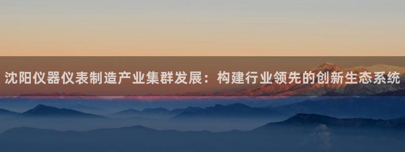 门徒娱乐平台安装教程：沈阳仪器仪表制造产业集群发展：构建行业
